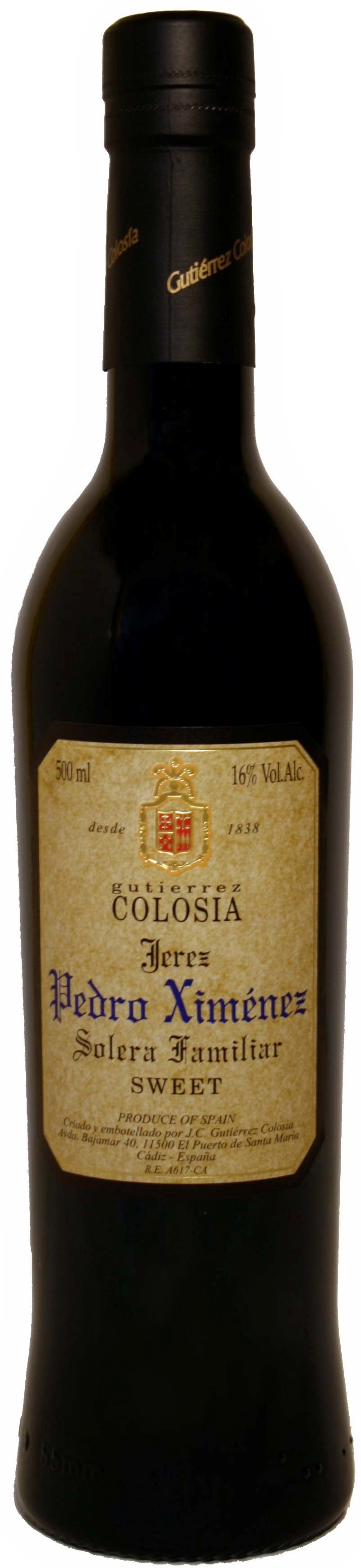 Imagen de la botella de Vino Colosía Solera Familiar Pedro Ximénez